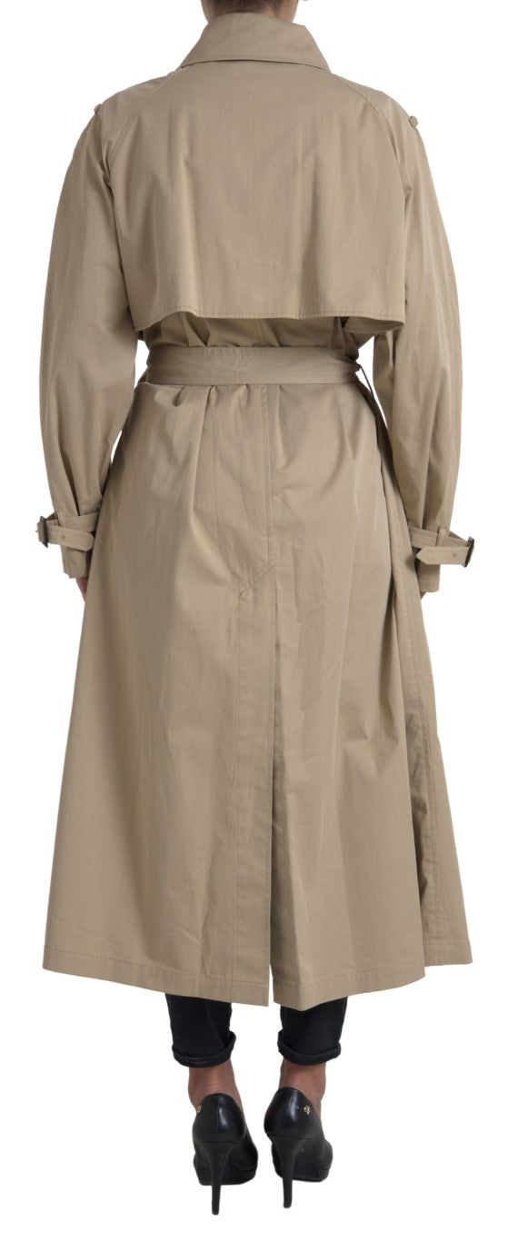Manteau trench kaki à double boutonnage Dolce & Gabbana, veste élégante pour femmes ou hommes, en tissu léger et sophistiqué.