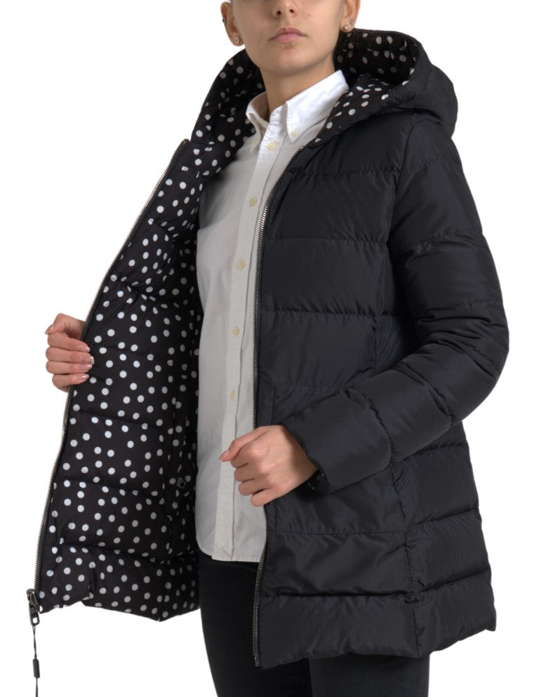 Veste réversible noire en polyester avec capuche de Dolce & Gabbana, veste à la mode pour homme.
