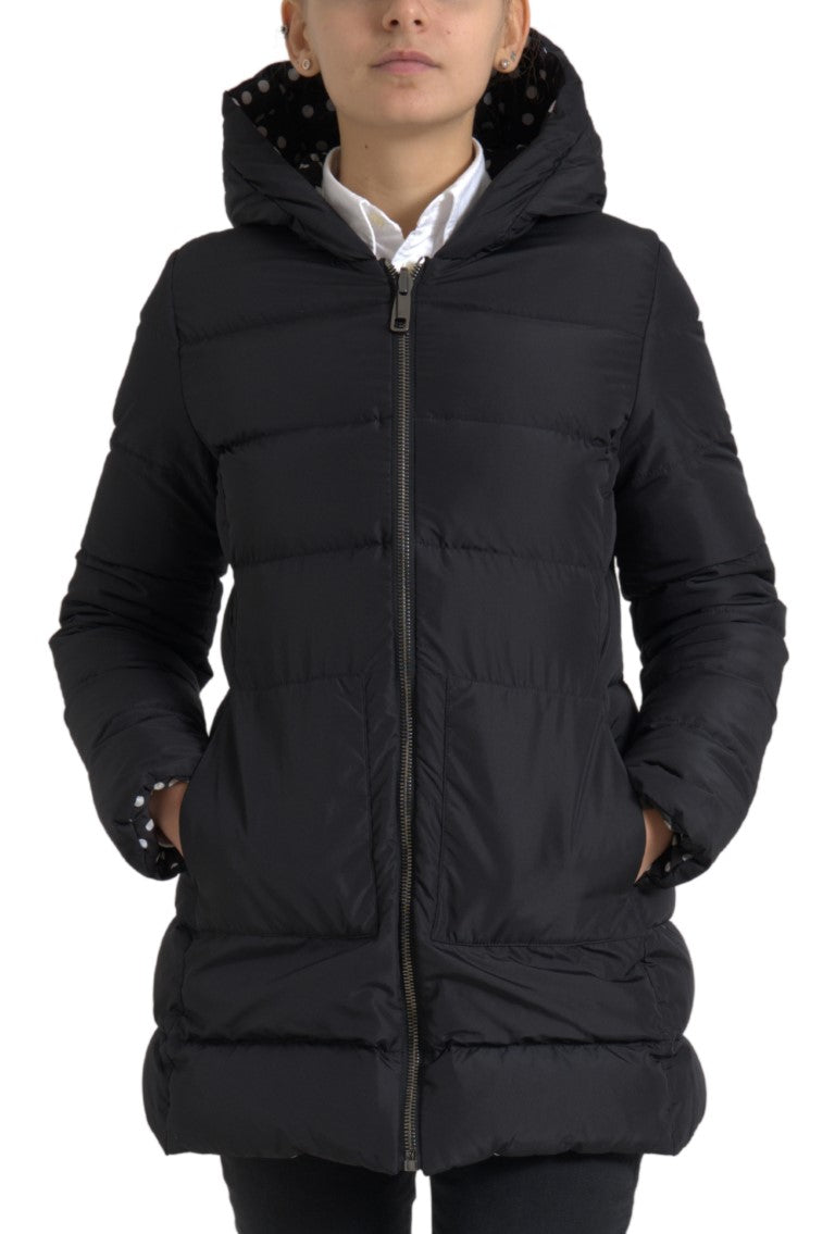 Veste réversible noire en polyester avec capuche de Dolce & Gabbana, veste élégante et pratique pour le style décontracté.