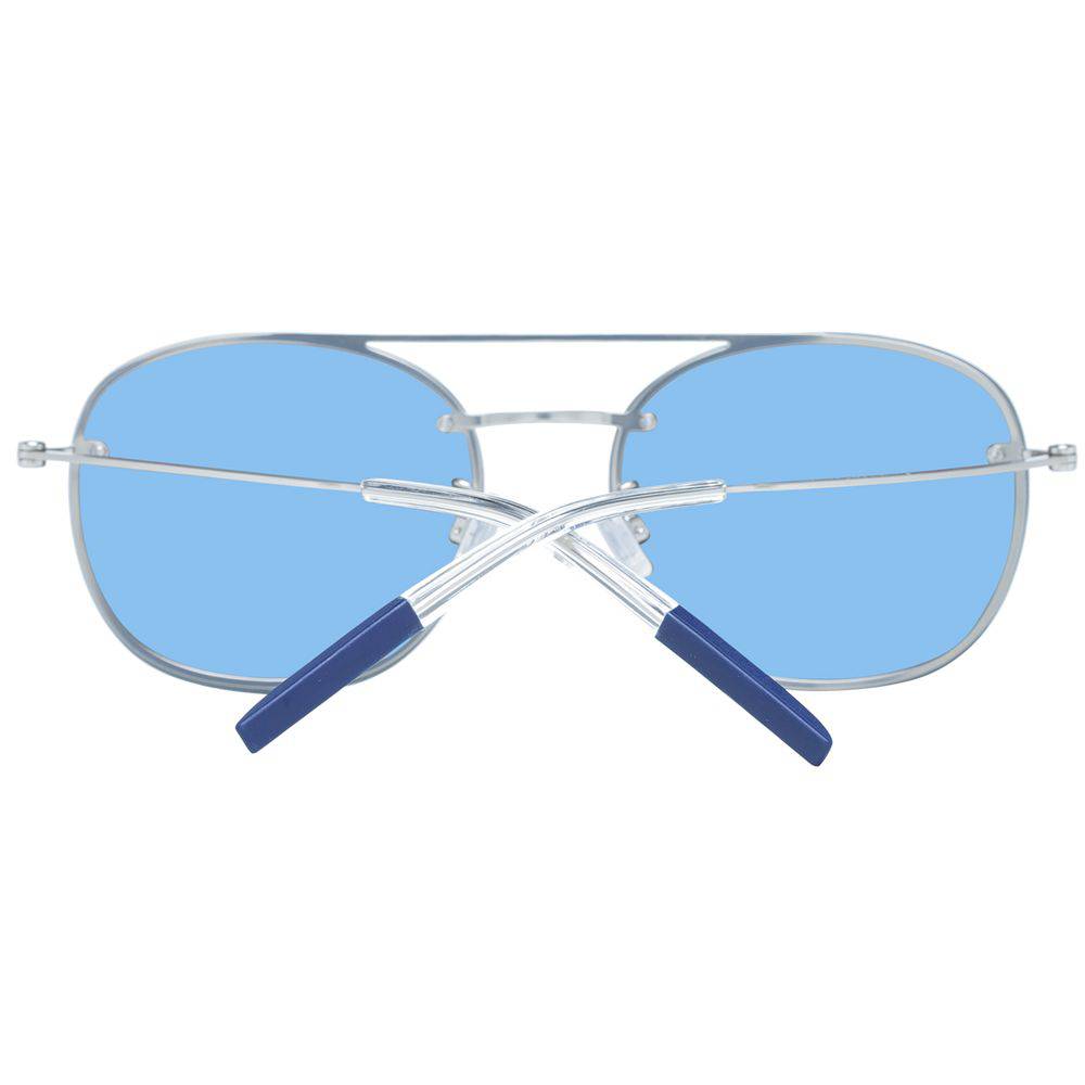 Lunettes de soleil Tommy Hilfiger en métal et plastique bleues, avec monture élégante et branches fines, pour un style chic et moderne.