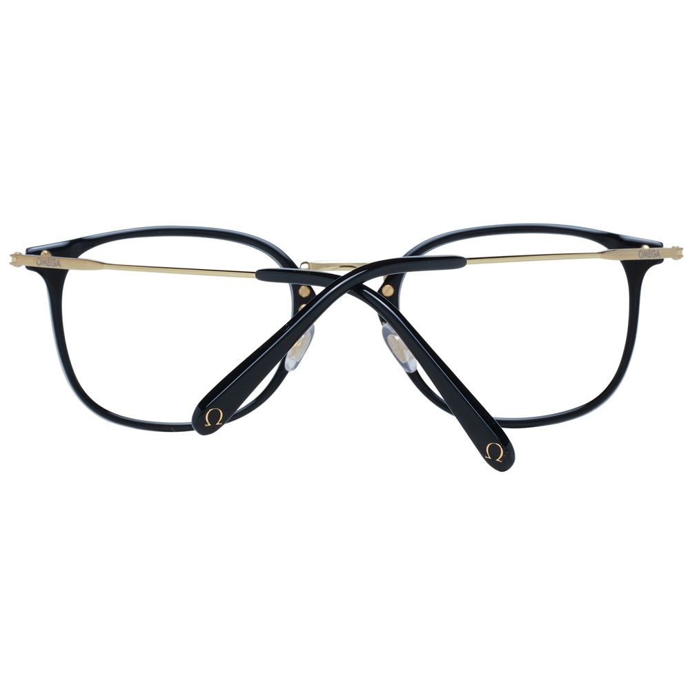 Monture de lunettes Omega en métal noir et plastique, avec verres transparents, vue de face.
