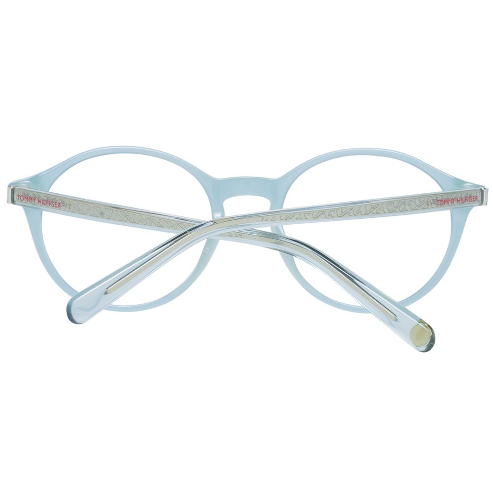 Lunettes en plastique bleues Tommy Hilfiger pour homme, monture élégante et moderne, vue de face.