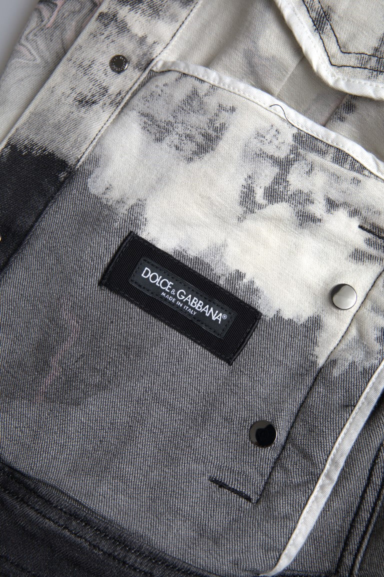 Veste en denim multicolore Dolce & Gabbana en coton avec col, vue de face.