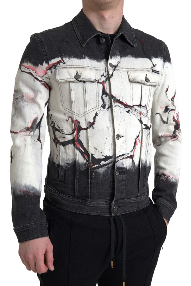 Veste en denim à col avec multicolores en coton Dolce & Gabbana, style décontracté et tendance.