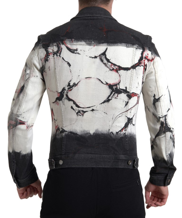 Veste en denim multicolore Dolce & Gabbana avec col en coton, design coloré et élégant.