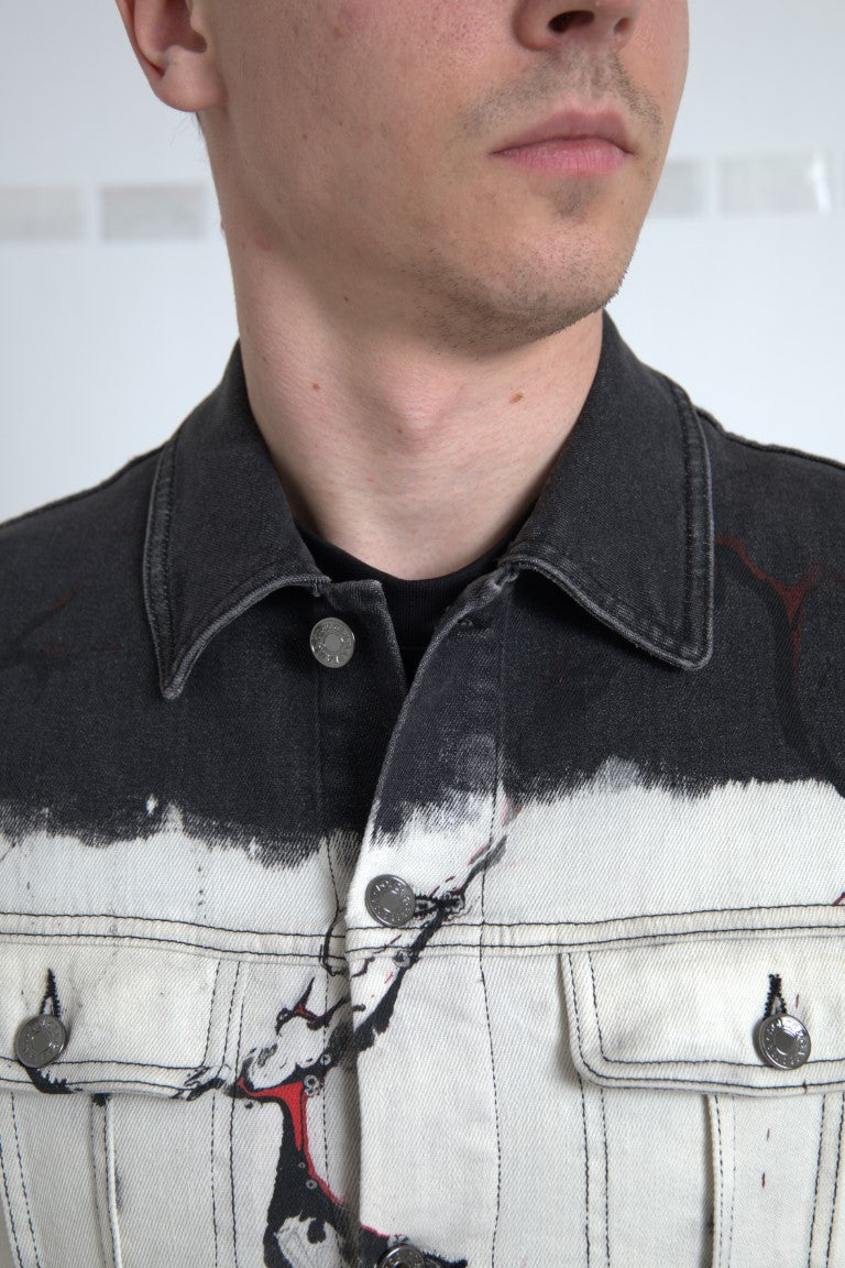 Veste en jean multicolore en coton avec col Dolce & Gabbana, style décontracté et tendance.