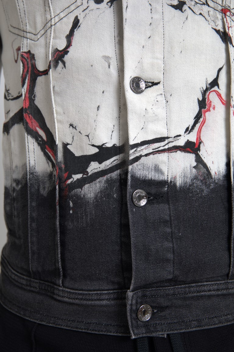 Veste en denim multicolore Dolce & Gabbana avec col en coton, style élégant et décontracté.