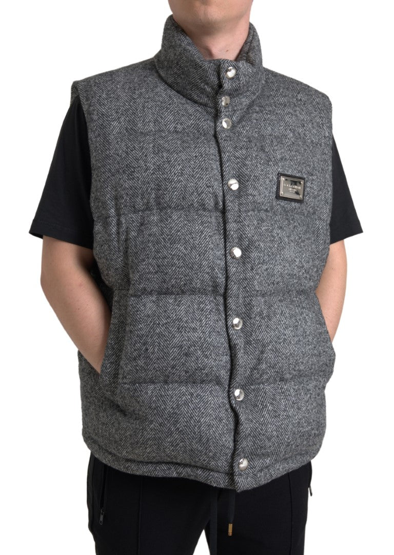 Gilet en laine mélangée à motif chevron élégant de Dolce & Gabbana, veste chic pour femme.