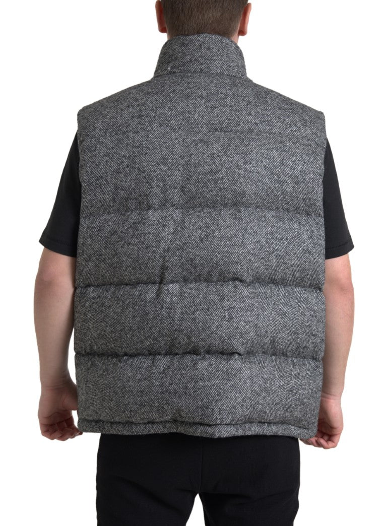 Gilet en laine mélangée à motif Chevron élégant de Dolce & Gabbana, veste chic avec détails raffinés.