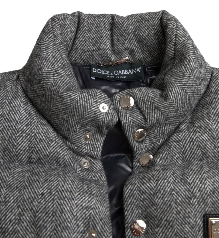 Gilet en laine mélangée à motif chevron élégant de Dolce & Gabbana, veste chic et sophistiquée pour femme.