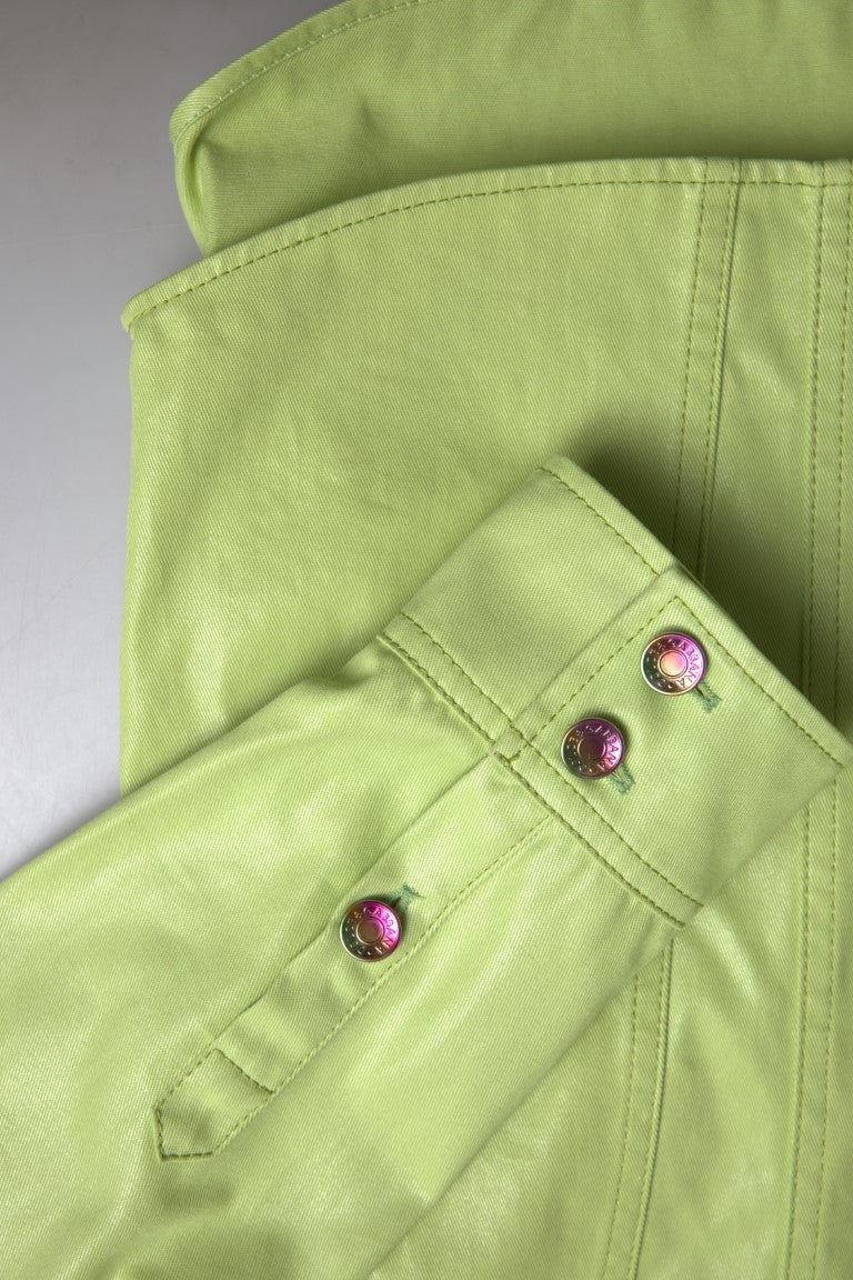 Chemise Dolce & Gabbana en coton vert avec col, boutons, visible sur l'image.