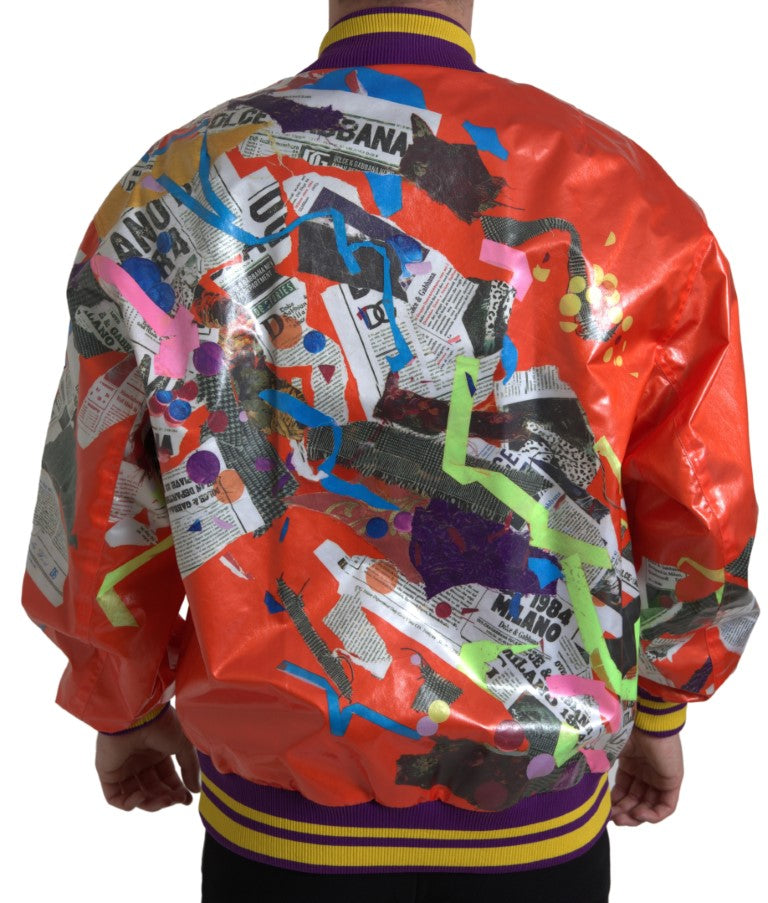 Blouson Dolce & Gabbana en polyester orange avec boutons, style élégant et tendance, visible en gros plan sur l'image.