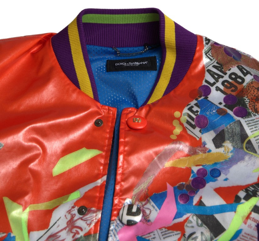 Veste blouson en polyester orange de Dolce & Gabbana avec boutons, style élégant et moderne.