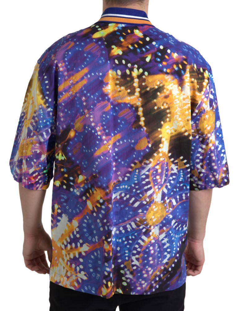 Chemise polo homme Dolce & Gabbana en coton avec motif Luminaire, vue de face montrant le design élégant et les détails du col.