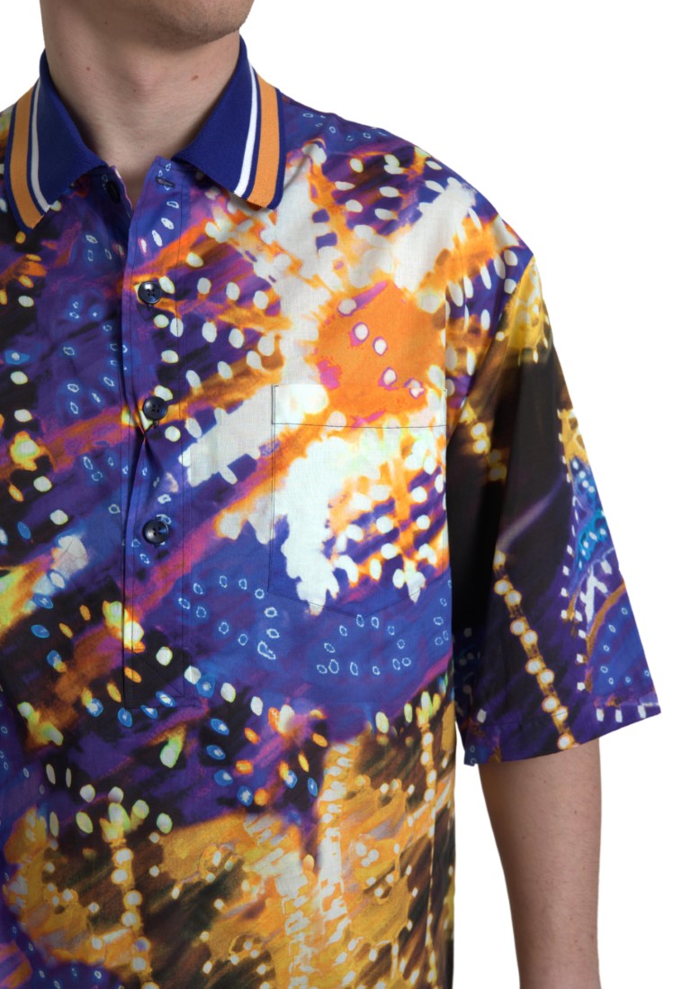 Chemise polo pour homme Dolce & Gabbana en coton avec motif Luminaire, vue de face.