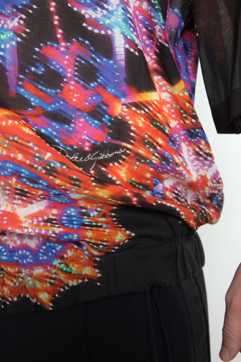 Chemise en coton multicolore avec motif Luminarie de Dolce & Gabbana pour homme, design vibrant et élégant.