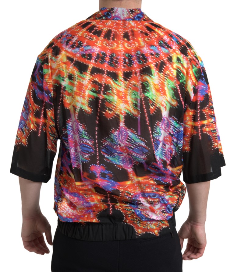 Chemise pour homme Dolce & Gabbana en coton à motif Luminarie multicolore, design élégant et coloré.