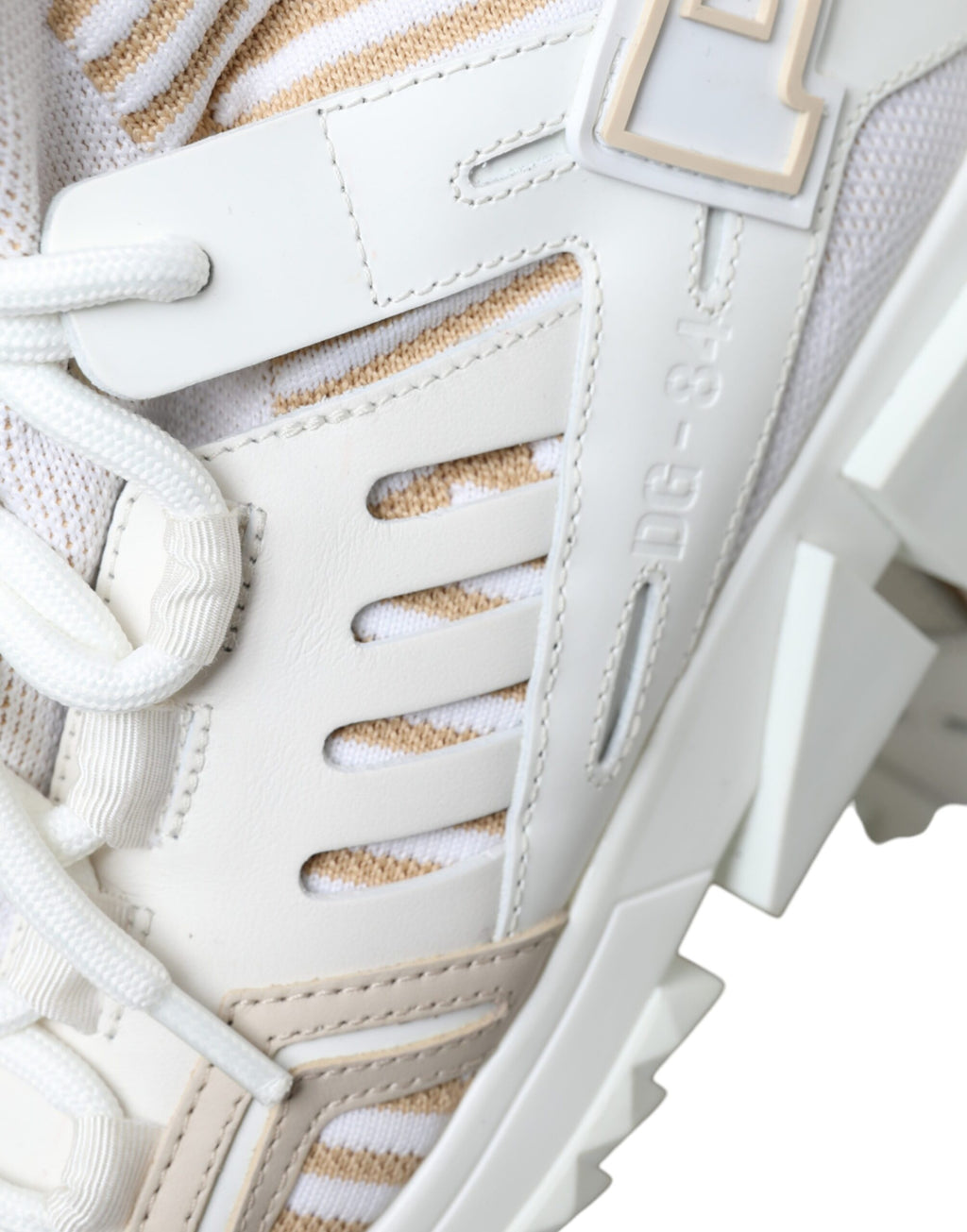 Chaussures sneakers Sorrento blanches et beiges de Dolce & Gabbana, chaussures élégantes pour femme.