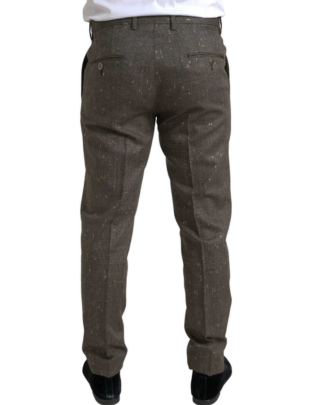 Pantalon homme Dolce & Gabbana en laine marron, coupe slim, élégant style pantalon skinny pour homme.