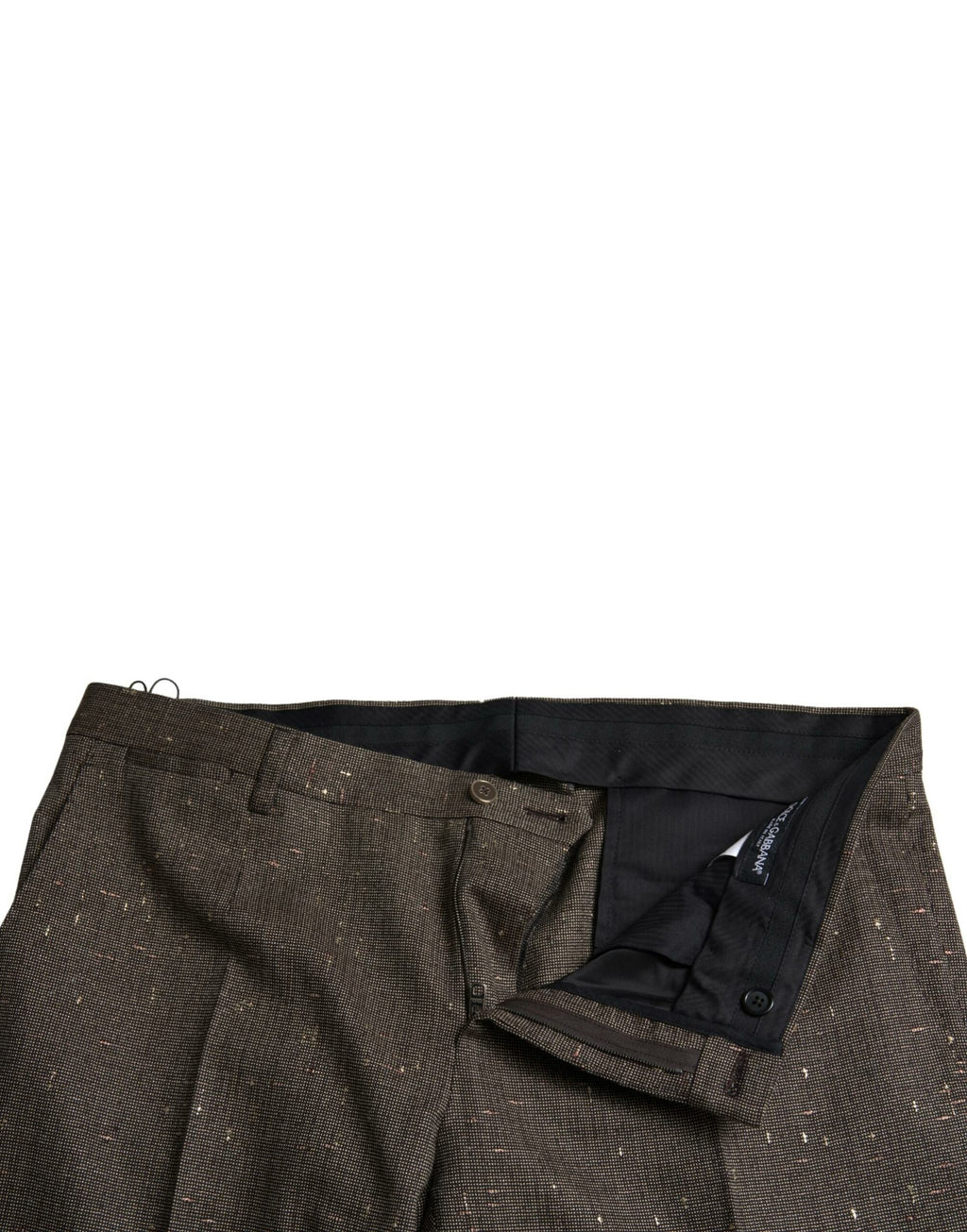 Pantalon homme Dolce & Gabbana en laine marron ajusté, style skinny, pour un look élégant et moderne.