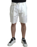 Shorts bermuda en denim blanc pour homme de Dolce & Gabbana, en coton stretch, visibles sur l'image.