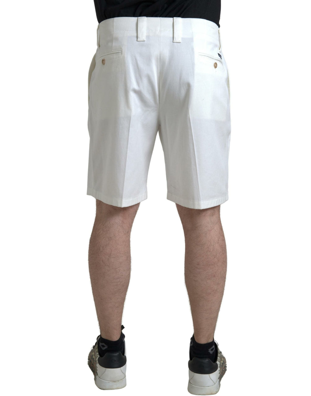Shorts bermuda en jean blanc pour homme de Dolce & Gabbana, en coton stretch, denim, avec détails modernes.