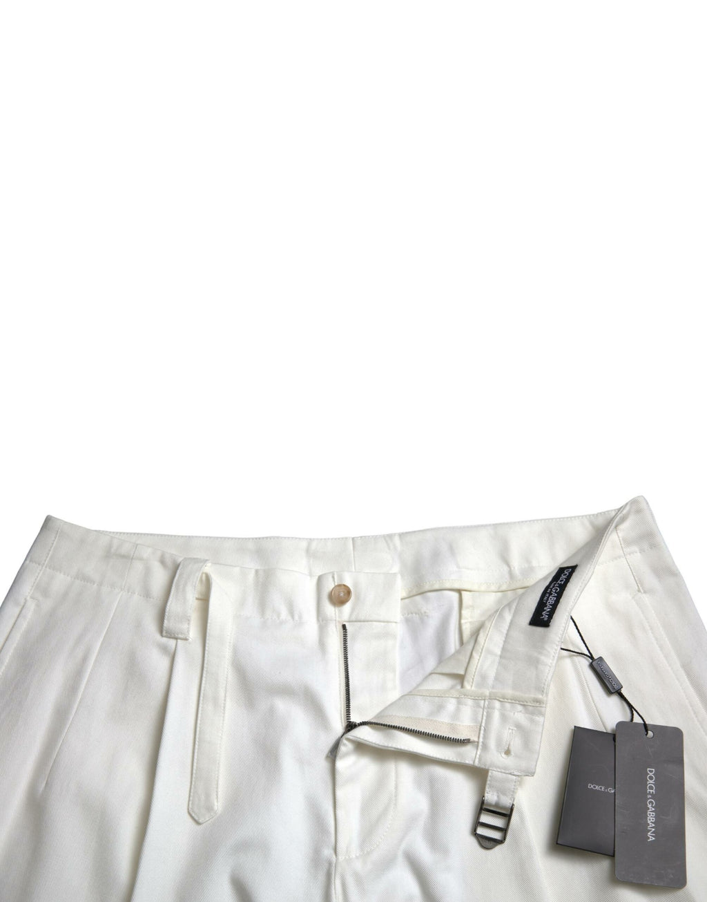 Shorts bermuda en denim blanc pour homme de Dolce & Gabbana, en coton extensible, style décontracté et moderne.