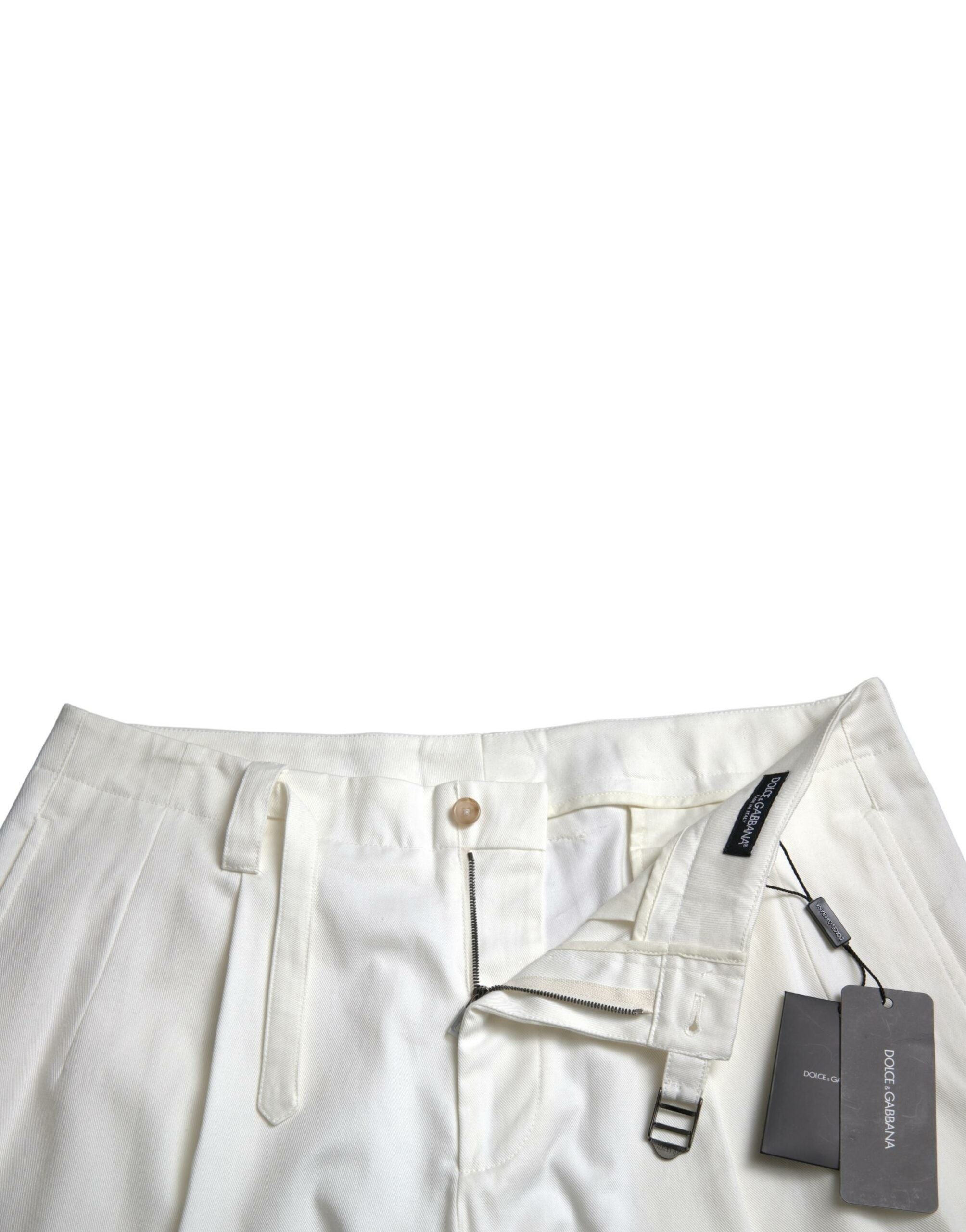 Shorts bermuda en denim blanc pour homme de Dolce & Gabbana, en coton extensible, style décontracté et moderne.