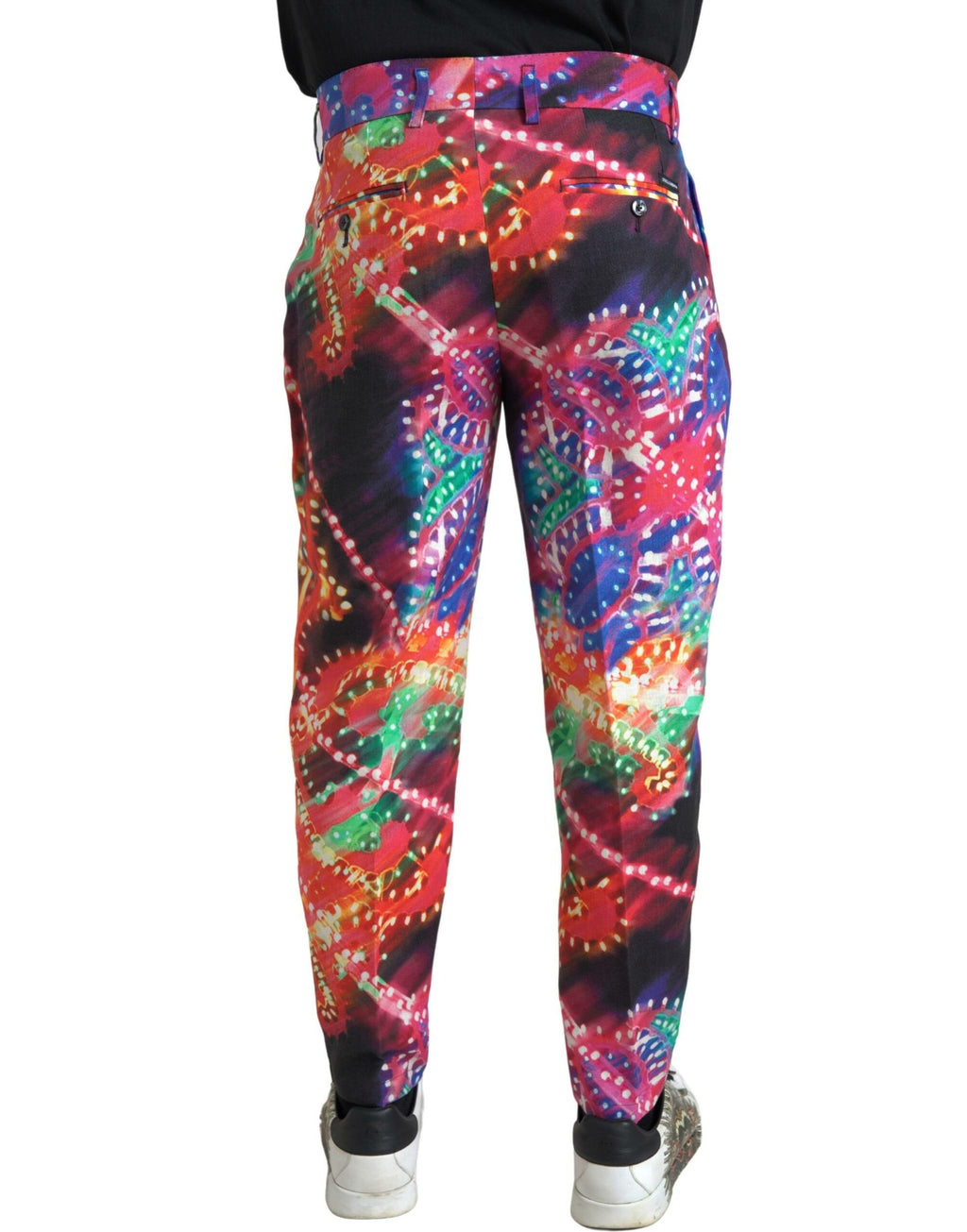 Pantalon homme Dolce & Gabbana en lin multicolore à imprimé, style élégant et coloré, ajusté et confortable.