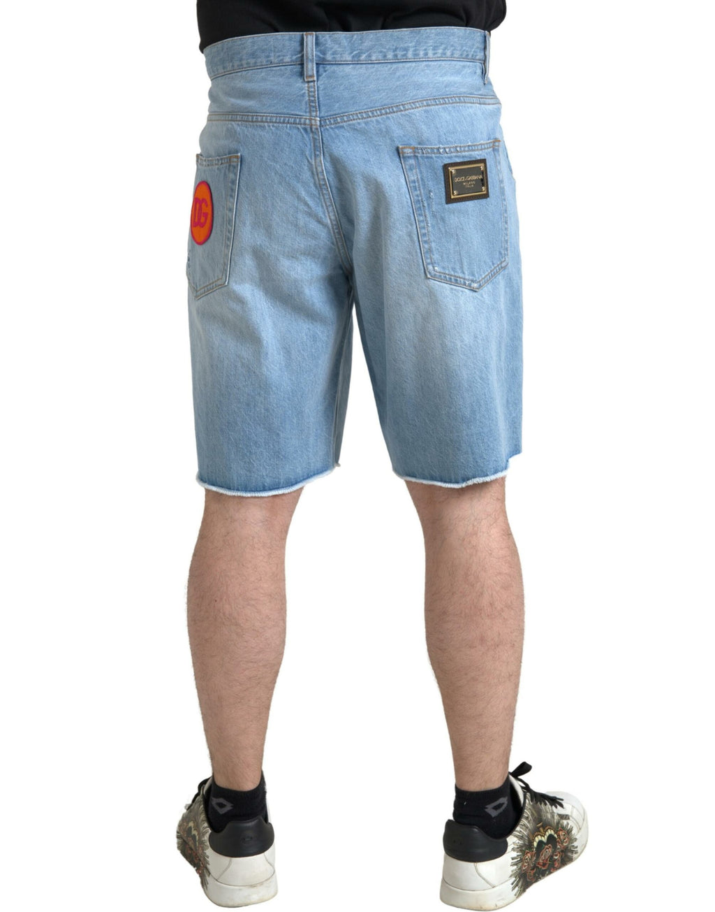 Shorts bermuda en denim blanc pour homme de Dolce & Gabbana Light Blue, en coton avec détails classiques.