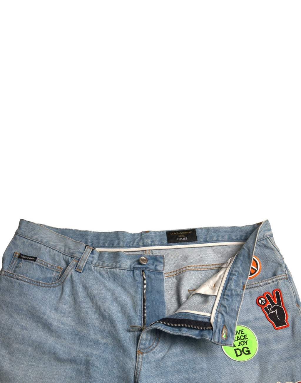 Shorts bermuda en denim coton pour homme de Dolce & Gabbana Light Blue, vue avant avec détails de la poche et de la coupe.