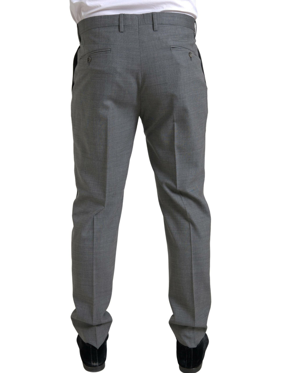 Pantalon homme Dolce & Gabbana en laine grise chino skinny, style élégant et ajusté, vue de face.