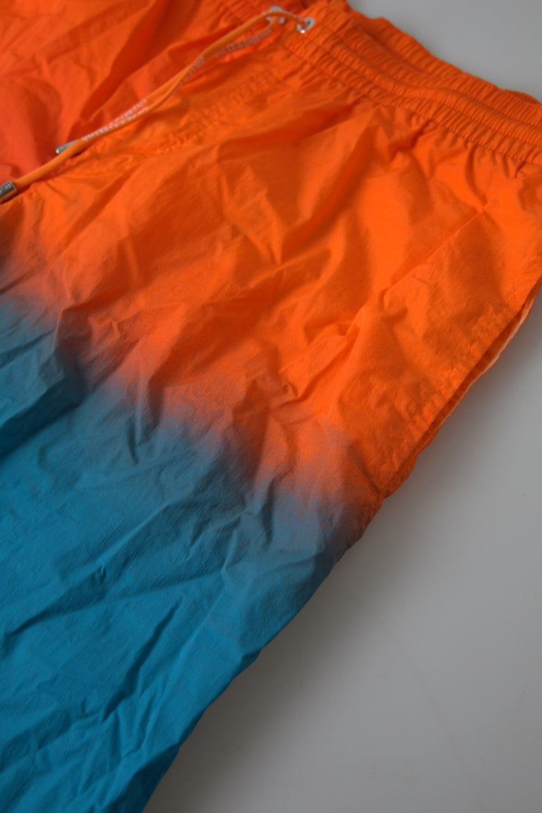 Shorts de plage Dolce & Gabbana à dégradé orange et bleu, maillot de bain pour homme, style élégant et coloré