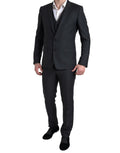 Suit trois pièces noir Dolce & Gabbana Martini, veste cravate simple boutonnage, élégant costume pour homme.