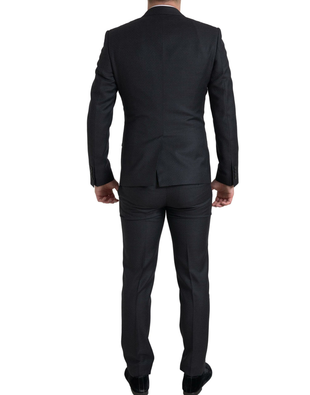 Costume trois pièces Dolce & Gabbana noir à double boutonnage pour homme, style Martini élégant et sophistiqué.