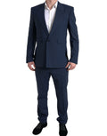 Costume deux pièces Dolce & Gabbana Sicilia bleu à double boutonnage, veste et pantalon élégants pour homme.