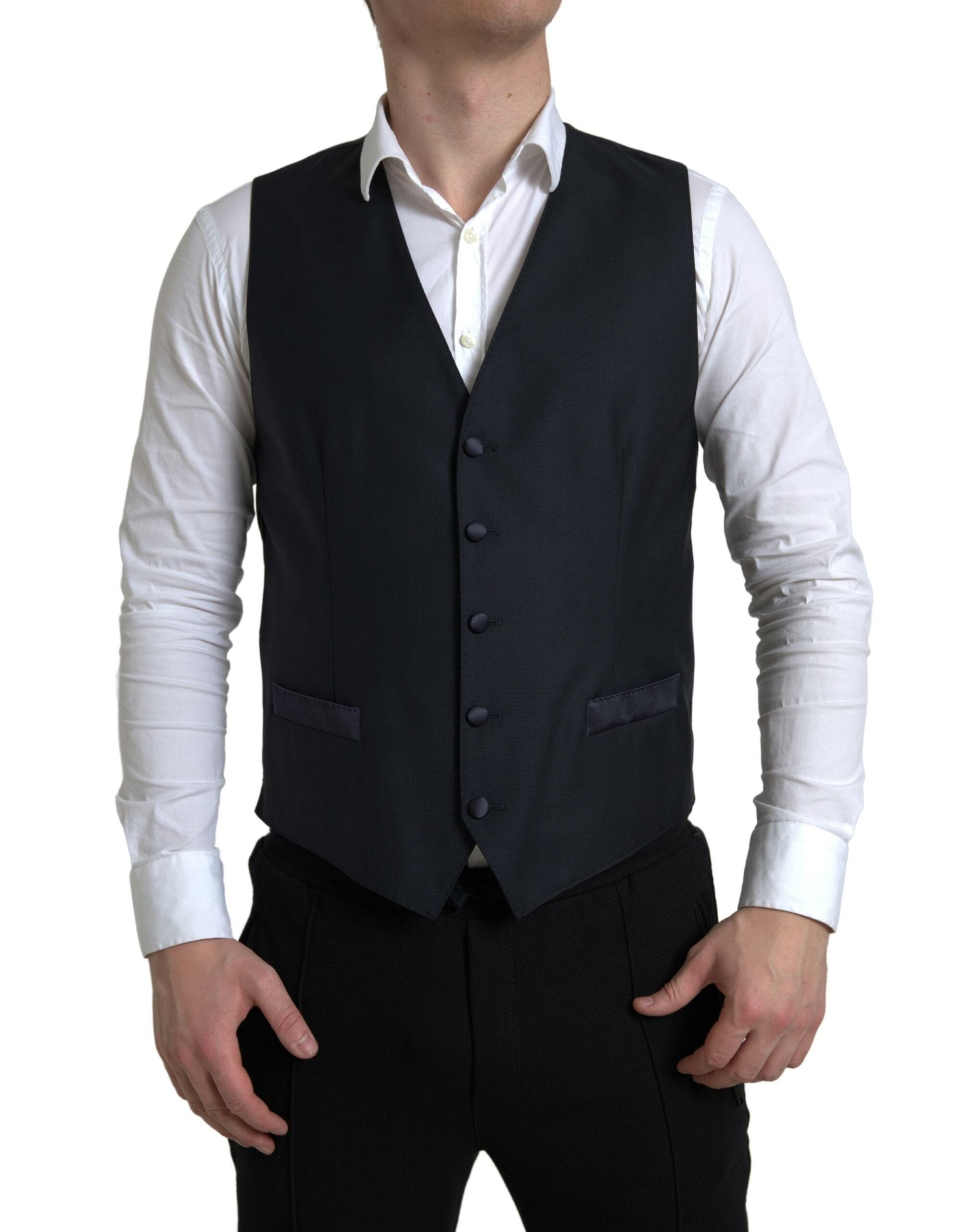 Costume Martini Dolce & Gabbana à deux pièces bleu à simple boutonnage, élégant et moderne, vue de l'ensemble.