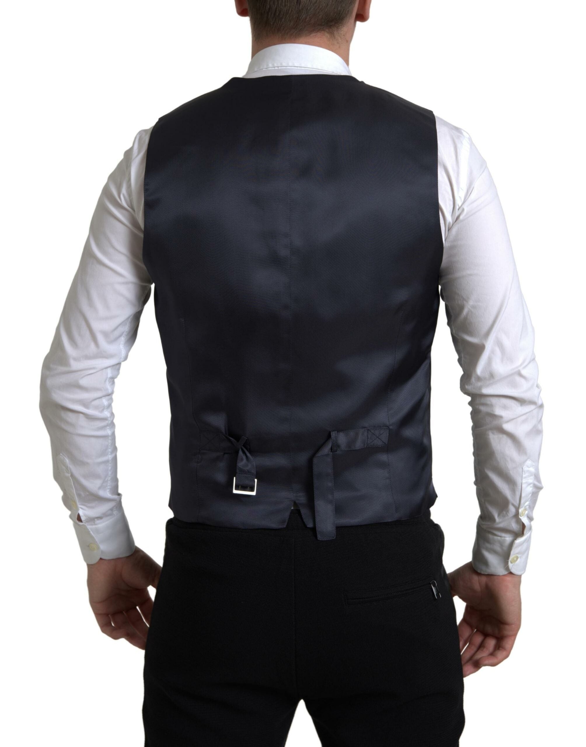 Costume Dolce & Gabbana Blue Martini à deux pièces, veste à simple boutonnage, style élégant et moderne.