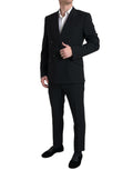 Costume noir Dolce & Gabbana deux pièces à double boutonnage Sicilia, veste et pantalon élégants.