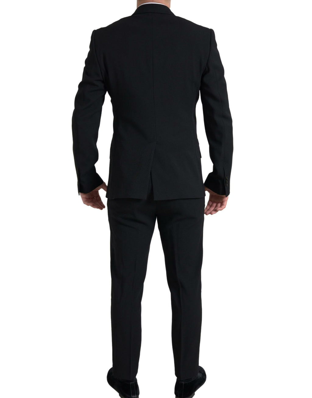 Costume deux pièces Dolce & Gabbana noir à double boutonnage Sicilia, veste et pantalon élégants pour homme.