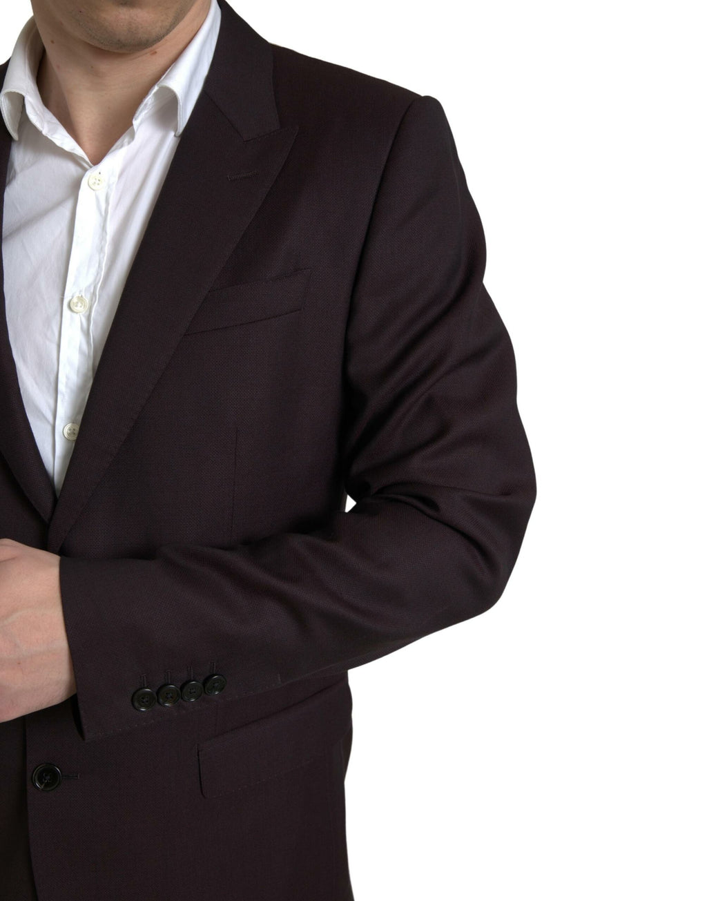 Costume deux pièces marron bordeaux Dolce & Gabbana Martini, veste à simple boutonnage et pantalon élégant, prêt-à-porter sophistiqué