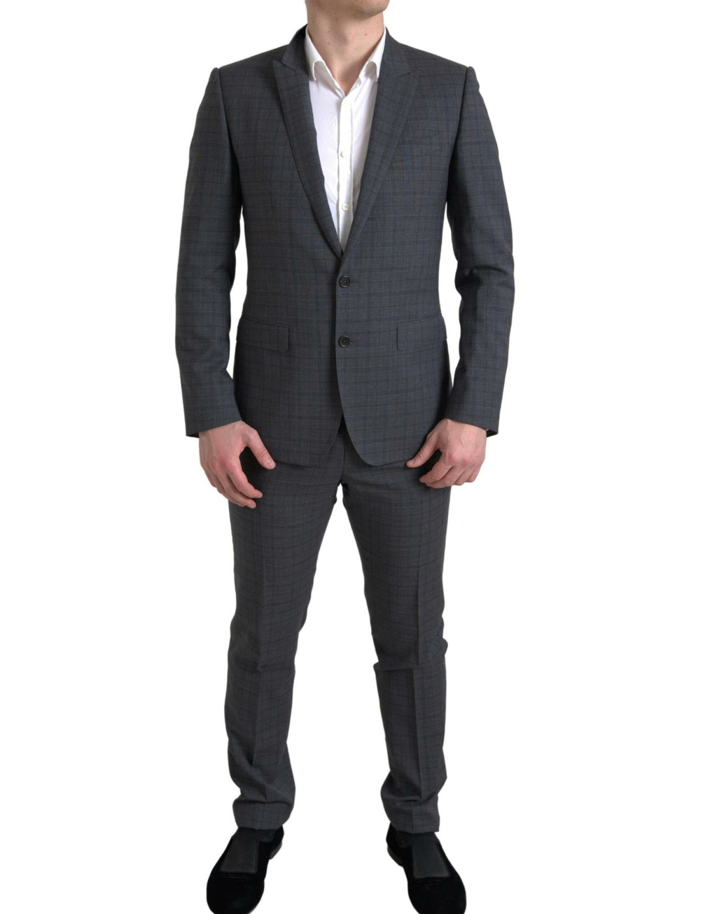 Costume Martini gris Dolce & Gabbana deux pièces à boutonnière simple, veste et pantalon élégants pour homme