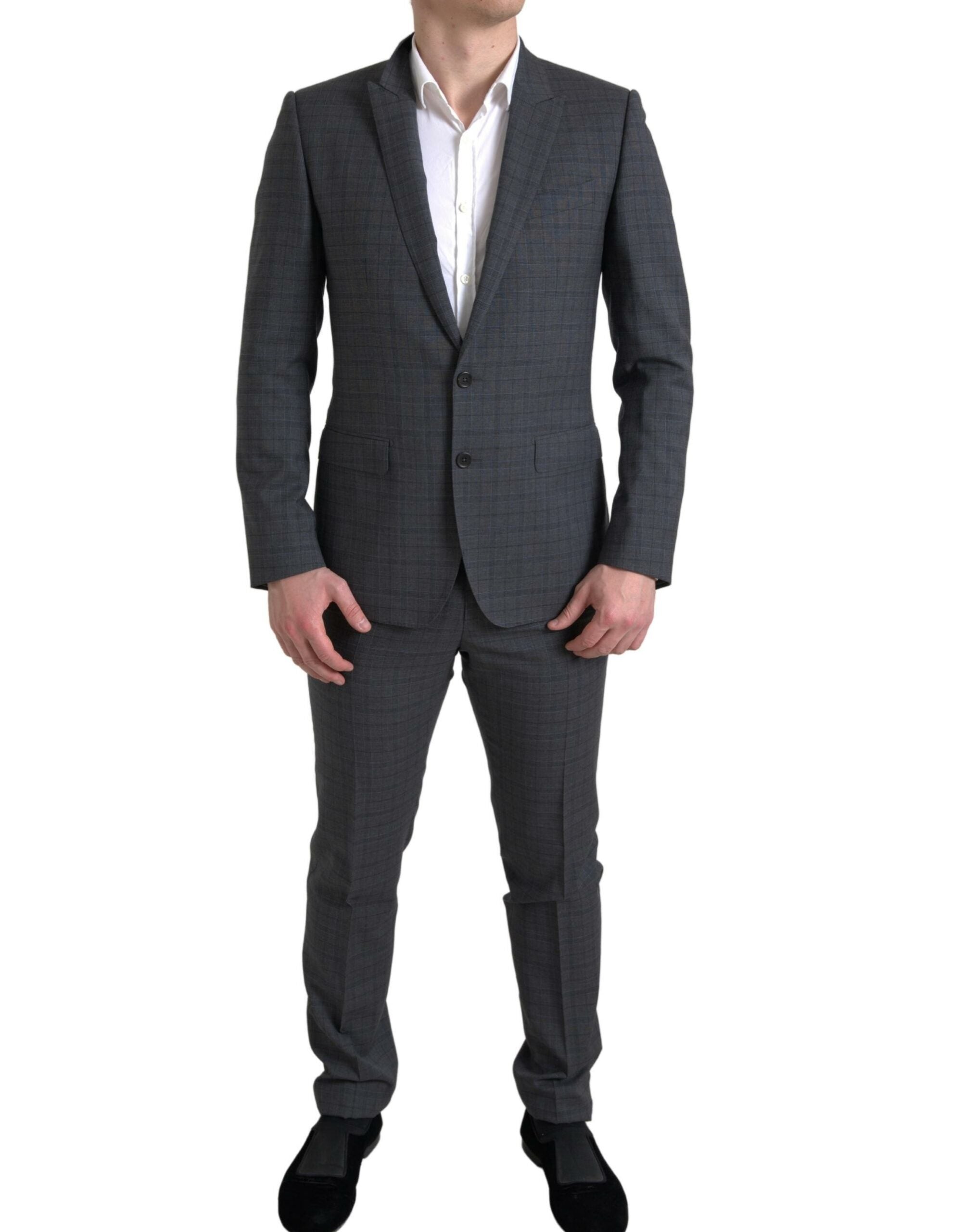 Costume Martini gris Dolce & Gabbana deux pièces à boutonnière simple, veste et pantalon élégants pour homme