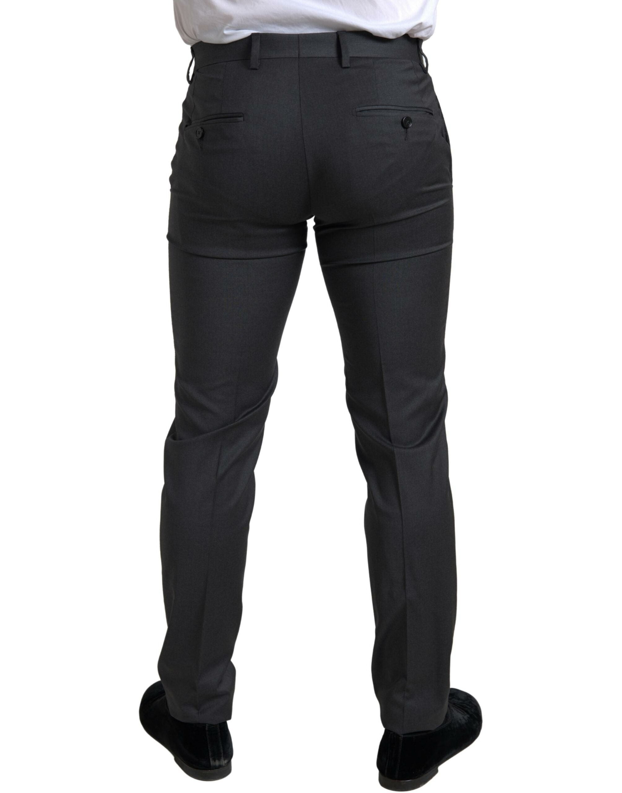 Costume gris double-breasted Dolce & Gabbana Sicilia 2 pièces, veste et pantalon élégants pour homme.