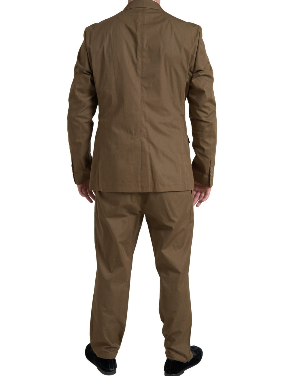 Costume homme Dolce & Gabbana Taormina en deux pièces marron, veste croisée à un bouton et pantalon assorti.