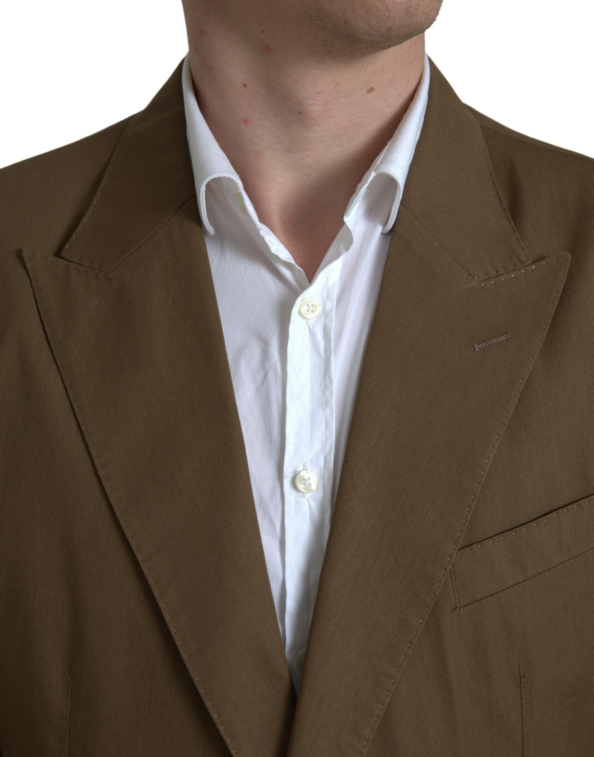 Costume deux pièces brun Dolce & Gabbana Taormina à simple boutonnage, veste et pantalon élégants et sophistiqués.
