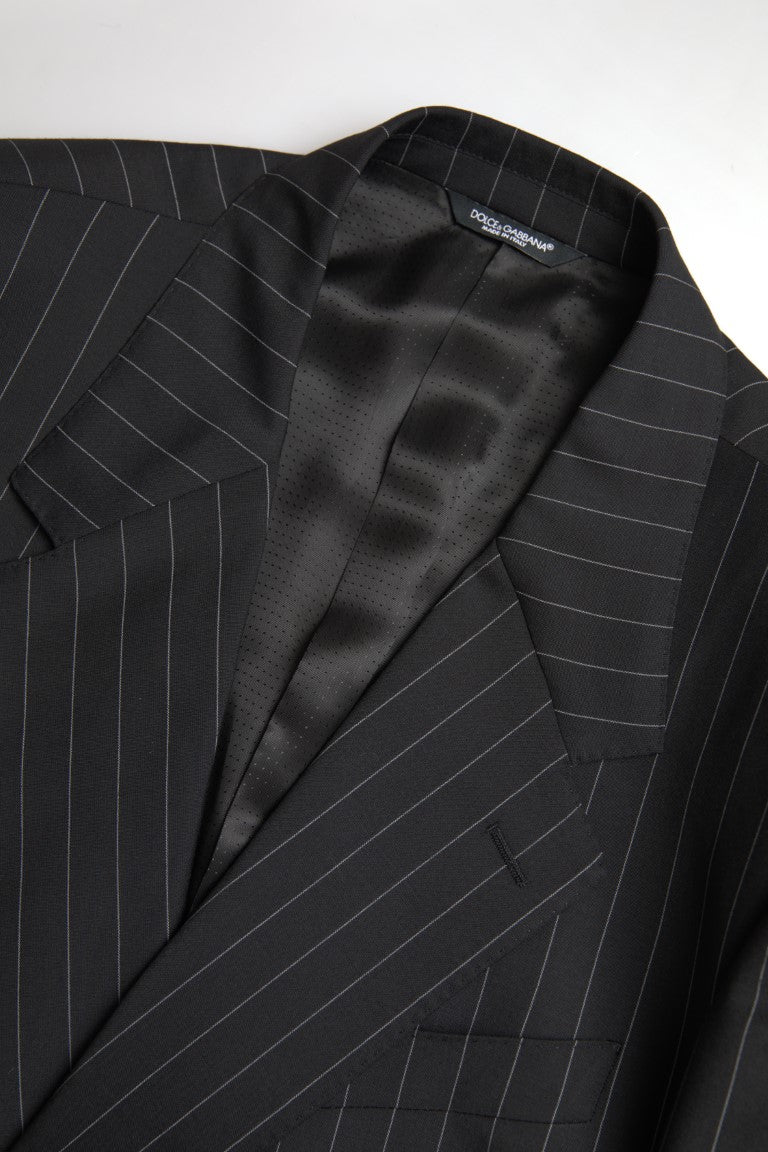 Veste blazer noire à rayures Dolce & Gabbana, coupe simple boutonnage, style élégant et moderne, détails sophistiqués.