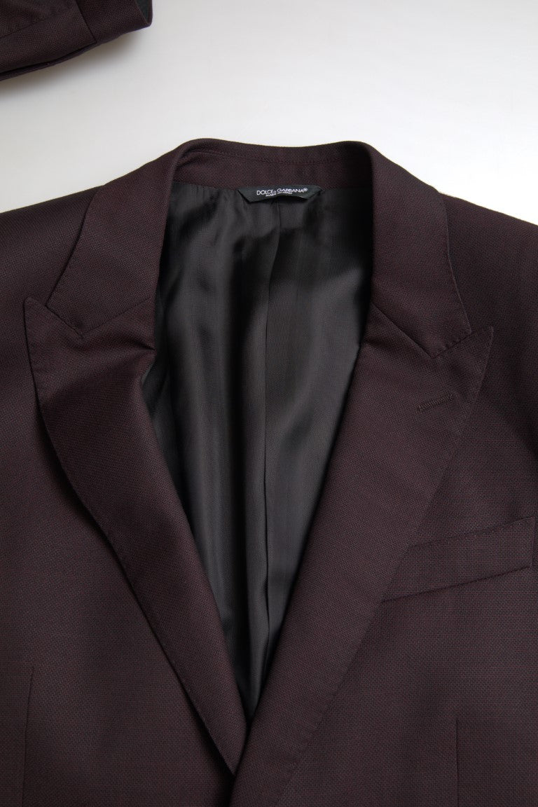 Costume deux pièces marron foncé Dolce & Gabbana, tailleur à double boutonnage, élégant et sophistiqué.