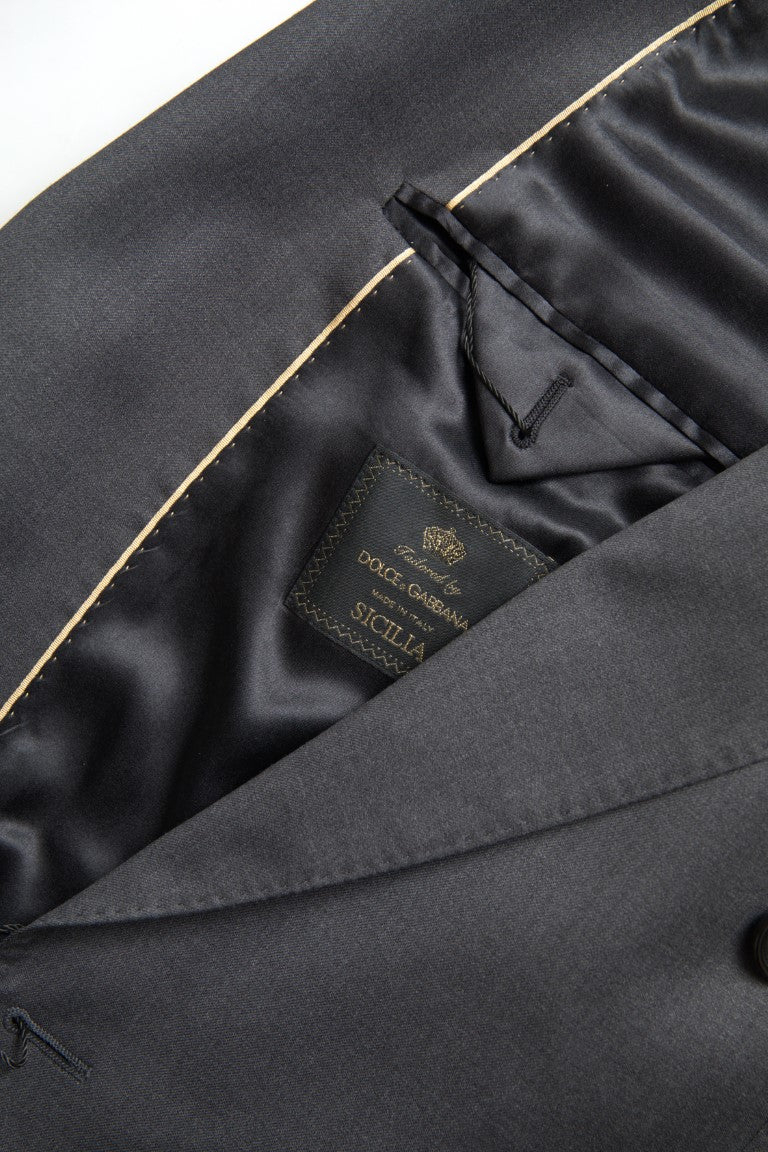 Costume gris Dolce & Gabbana Sicilia à double boutonnage, en deux pièces, pour homme, élégant et sophistiqué.