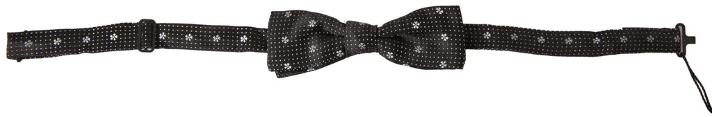 Dolce & Gabbana Dark Gray Patterned Silk Adjustable Men Neck Papillon Bow Tie